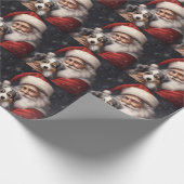 Australische Herder met Kerstman Kerstmis Cadeaupapier (Hoek)