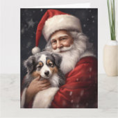Australische Herder met Kerstman Kerstmis Kaart (Voorkant)