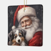 Australische Herder met Kerstman Kerstmis Keramisch Ornament (Links)