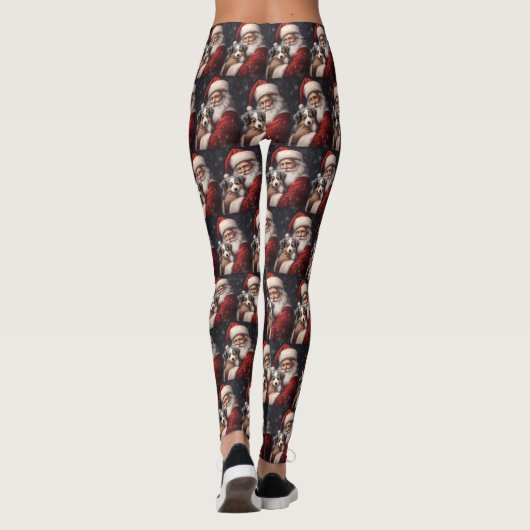 Australische Herder met Kerstman Kerstmis Leggings (Achterkant)
