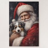 Australische Herder met Kerstman Kerstmis Legpuzzel (Verticaal)