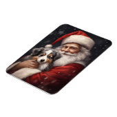 Australische Herder met Kerstman Kerstmis Magneet (Linkerzijde)