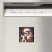 Australische Herder met Kerstman Kerstmis Magneet (Insitu (Vaatwasser))