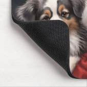 Australische Herder met Kerstman Kerstmis Muismat (Hoek)