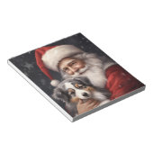 Australische Herder met Kerstman Kerstmis Notitieblok (Schuin)