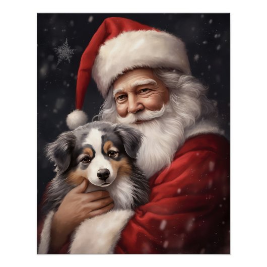 Australische Herder met Kerstman Kerstmis Perfect Poster (Voorkant)