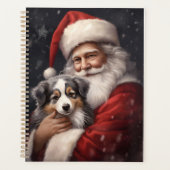 Australische Herder met Kerstman Kerstmis Planner (Voorkant)