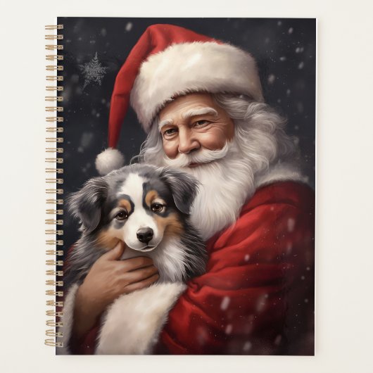 Australische Herder met Kerstman Kerstmis Planner (Voorkant)
