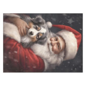 Australische Herder met Kerstman Kerstmis Tafelkleed (Voorkant (Horizontaal))
