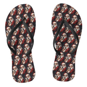 Australische Herder met Kerstman Kerstmis Teenslippers