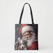 Australische Herder met Kerstman Kerstmis Tote Bag (Voorkant)