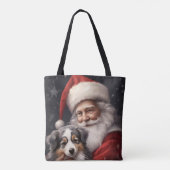 Australische Herder met Kerstman Kerstmis Tote Bag (Achterkant)