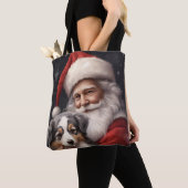 Australische Herder met Kerstman Kerstmis Tote Bag (Dichtbij)