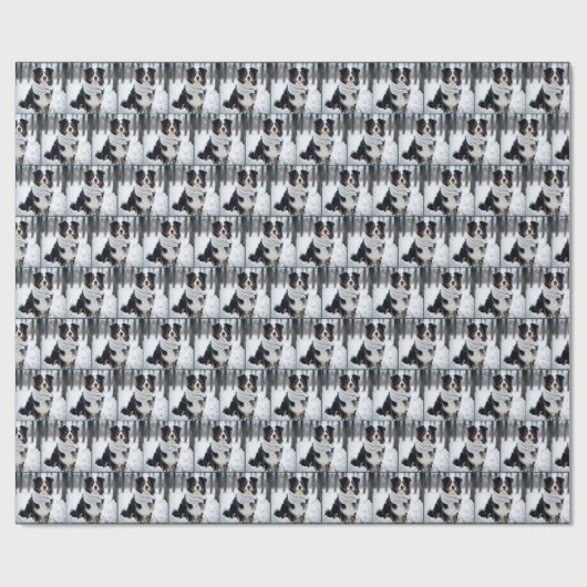 Australische herder met wintersjaal cadeaupapier (Vlak)