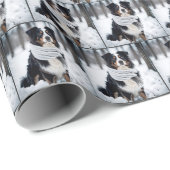 Australische herder met wintersjaal cadeaupapier (Rol Hoek)