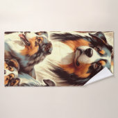 Australische herder naadloos schilderij badhanddoek (Badhanddoek)