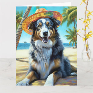 Australische herder op het strand hondenliefhebber kaart