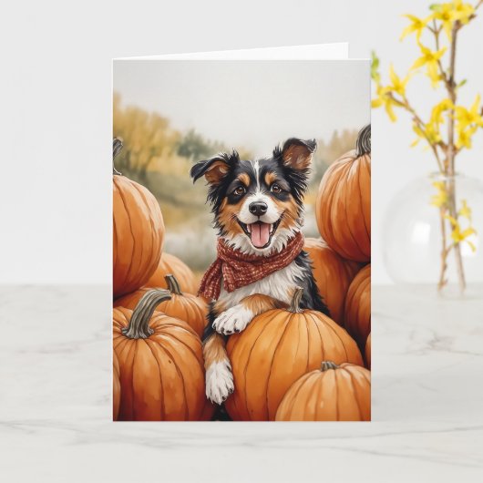 Australische herder pompoen patch kaart (Gele Bloem)