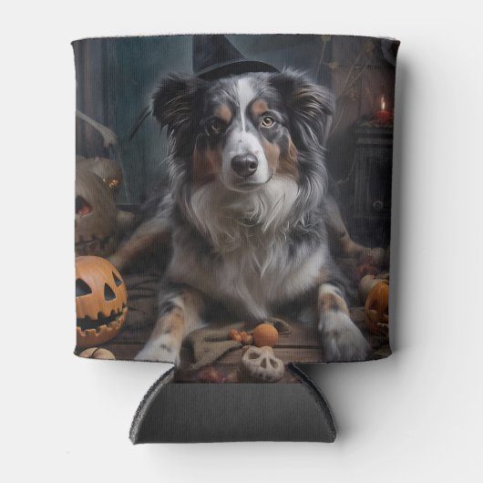 Australische herder pompoenen Halloween eng Blikjeskoeler (Voorkant)