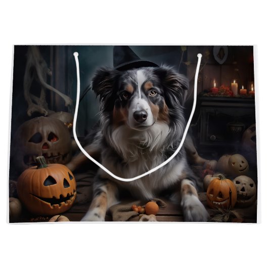 Australische herder pompoenen Halloween eng Groot Cadeauzakje (Voorkant)