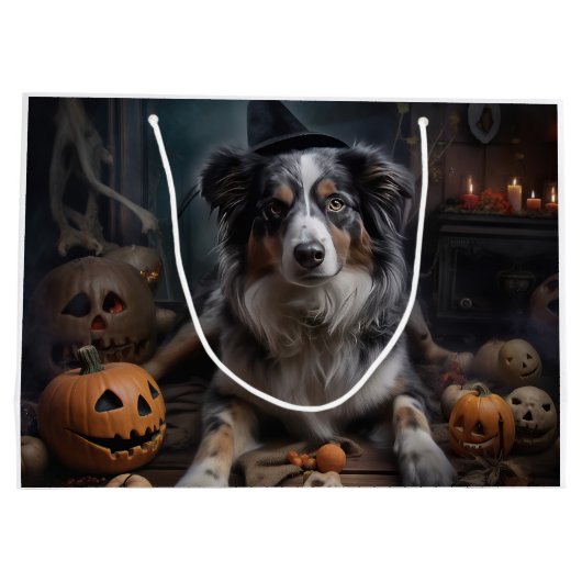 Australische herder pompoenen Halloween eng Groot Cadeauzakje (Achterkant)