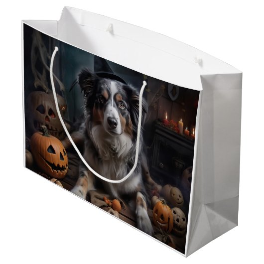 Australische herder pompoenen Halloween eng Groot Cadeauzakje (Achterkant Gekanteld)