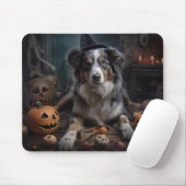 Australische herder pompoenen Halloween eng Muismat (Met muis)
