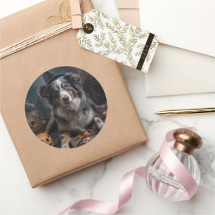 Australische herder pompoenen Halloween eng Ronde Sticker