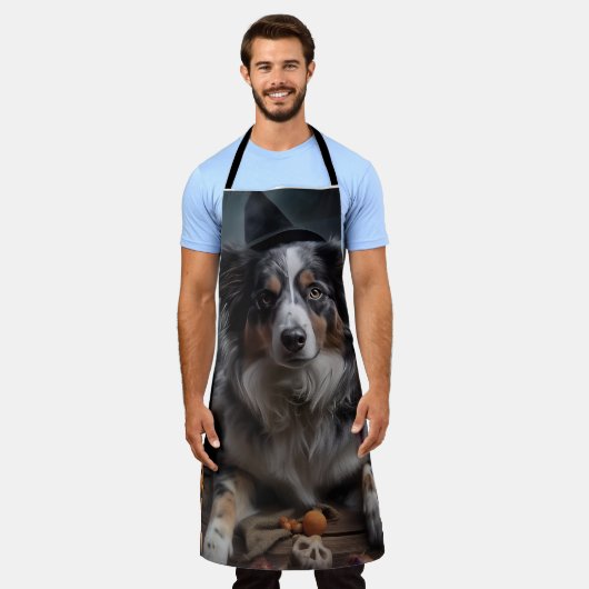 Australische herder pompoenen Halloween eng Schort (Gedragen)