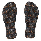 Australische herder pompoenen Halloween eng Teenslippers (Voetbed)