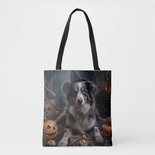 Australische herder pompoenen Halloween eng Tote Bag (Voorkant)