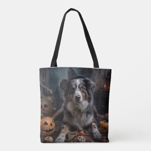 Australische herder pompoenen Halloween eng Tote Bag (Achterkant)