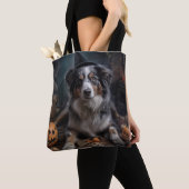 Australische herder pompoenen Halloween eng Tote Bag (Dichtbij)