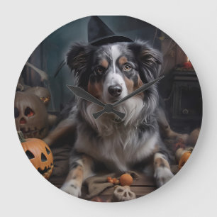 Australische Herder Pompoenen Halloween Griezelen Grote Klok