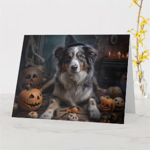 Australische Herder Pompoenen Halloween Griezelen Kaart