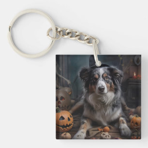 Australische Herder Pompoenen Halloween Griezelen Sleutelhanger