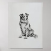 Australische Herder Print, Aussie Hond Schets, PRI Poster (Voorkant)