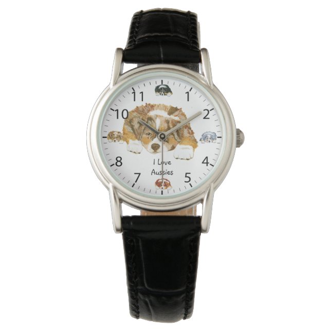 Australische herder pup vrouwen horloge (Voorkant)