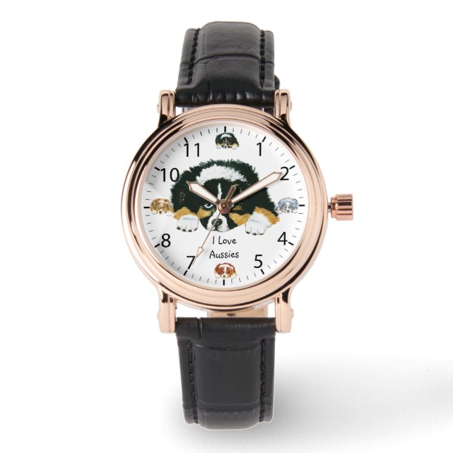 Australische herder pup vrouwen horloge (Voorkant)