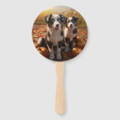Australische Herder Puppy Autumn Delight Pumpkin Handwaaier (Achterkant)