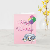 Australische Herder Puppy Gelukkige Verjaardag Kaart (Gele Bloem)