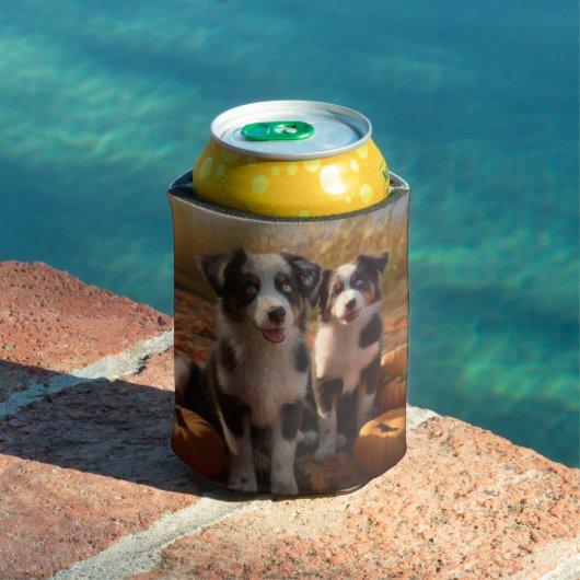 Australische Herder Puppy Herfst Delight Pompoen Blikjeskoeler (Insitu Zwembad)