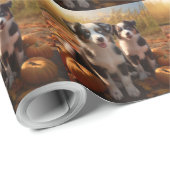 Australische Herder Puppy Herfst Delight Pompoen Cadeaupapier (Rol Hoek)
