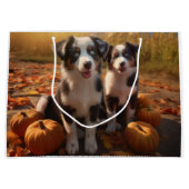 Australische Herder Puppy Herfst Delight Pompoen Groot Cadeauzakje (Voorkant)