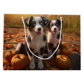 Australische Herder Puppy Herfst Delight Pompoen Groot Cadeauzakje (Achterkant)
