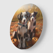 Australische Herder Puppy Herfst Delight Pompoen Grote Klok (Hoek)