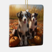 Australische Herder Puppy Herfst Delight Pompoen Keramisch Ornament (Rechts)