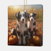 Australische Herder Puppy Herfst Delight Pompoen Keramisch Ornament (Links)