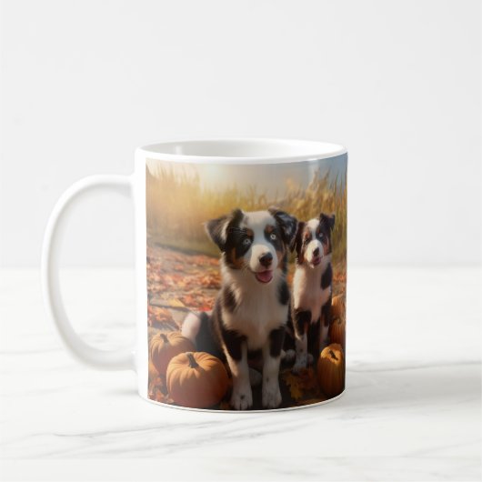 Australische Herder Puppy Herfst Delight Pompoen Koffiemok (Links)