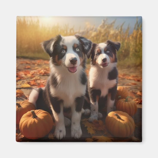 Australische Herder Puppy Herfst Delight Pompoen Magneet (Voorkant)